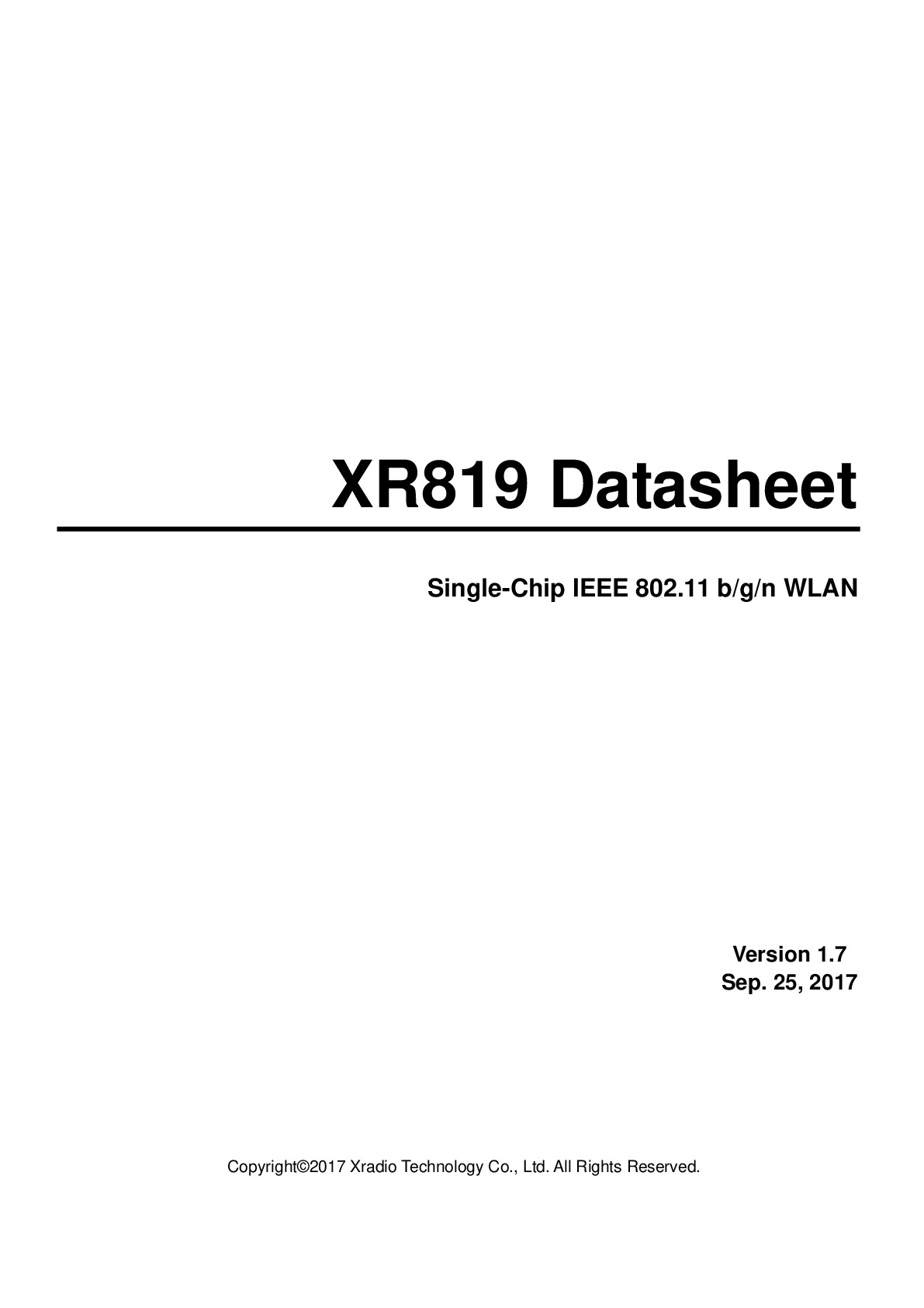 XR819_Datasheet_V1.7