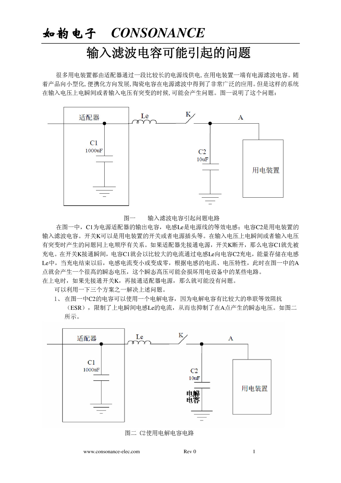 输入滤波电容可能引起的问题