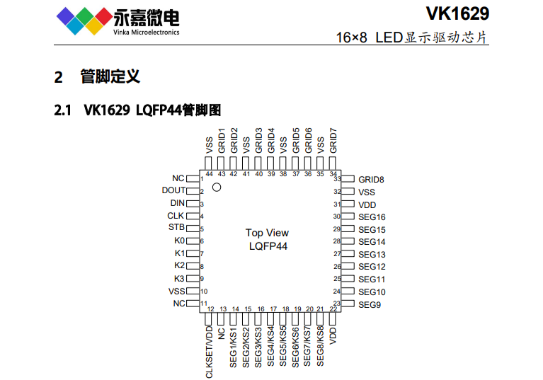 计量插座数显芯片LED显示驱动芯片VK1629