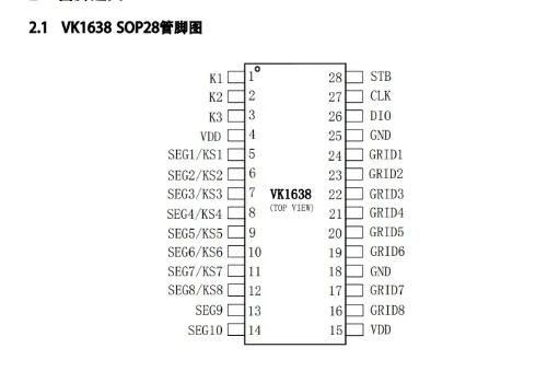  点阵数码管显示芯片VK1638LED数显驱动原厂