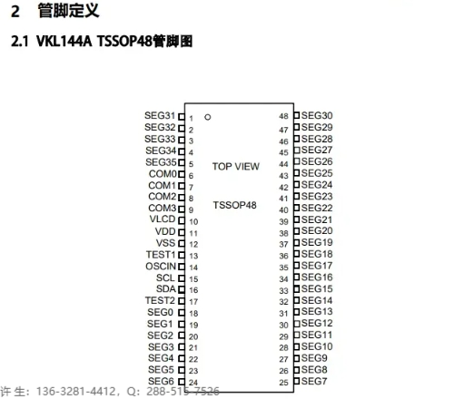 超省电段码驱动芯片VKL144A/B小封装液晶屏驱动-资料