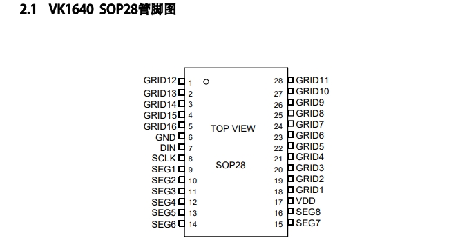 点阵数码管显示IC-VK1640/SOP28数显LED驱动原厂