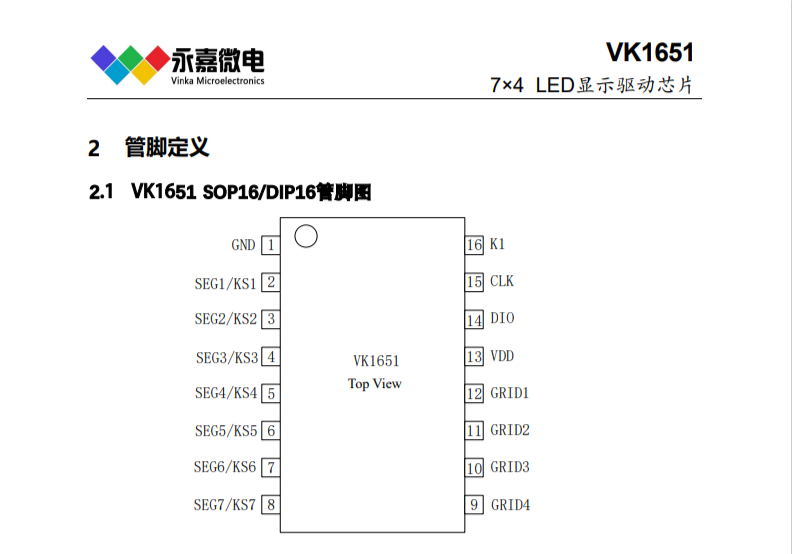 LED数显屏驱动LED驱动器厂家芯片VK1651