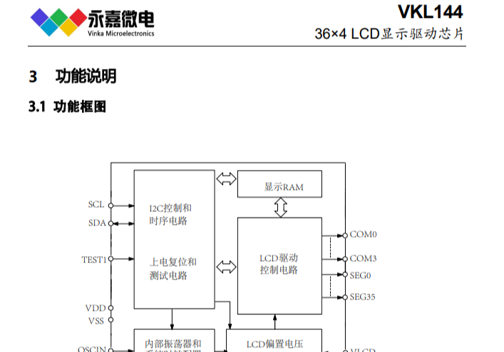 低电流段码屏驱动/液晶屏低功耗驱动芯片VKL144A抗干扰LCD驱动