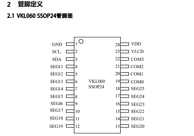 超低电流段码驱动VKL060芯片资料，适用于充气泵LCD驱动等