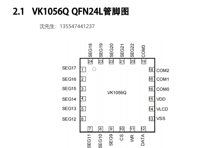 液晶驱动IC原厂VA屏LCD驱动VK1056Q液晶驱动芯片厂家