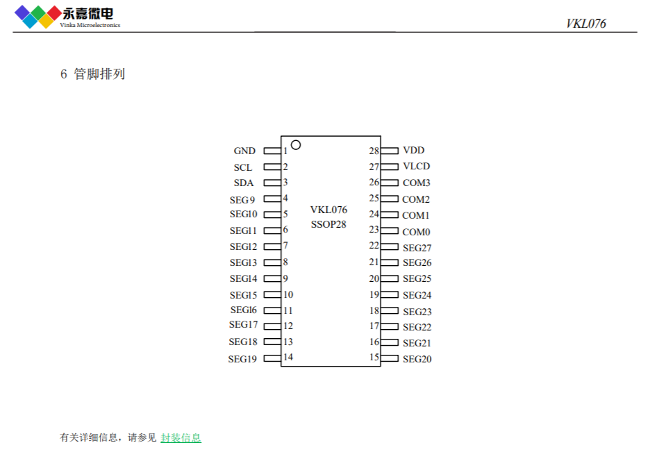 段码液晶显示IC抗噪液晶屏驱动芯片VKL076