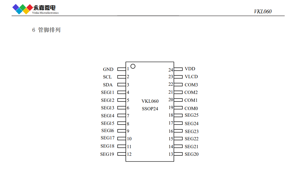 VKL060是一款15*4段的超低电流低功耗省电液晶驱动IC，多用于水电表等显示驱动