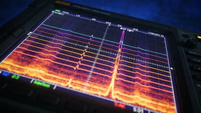 射频混频器频谱分析仪显示本振射频中频信号频谱分布
