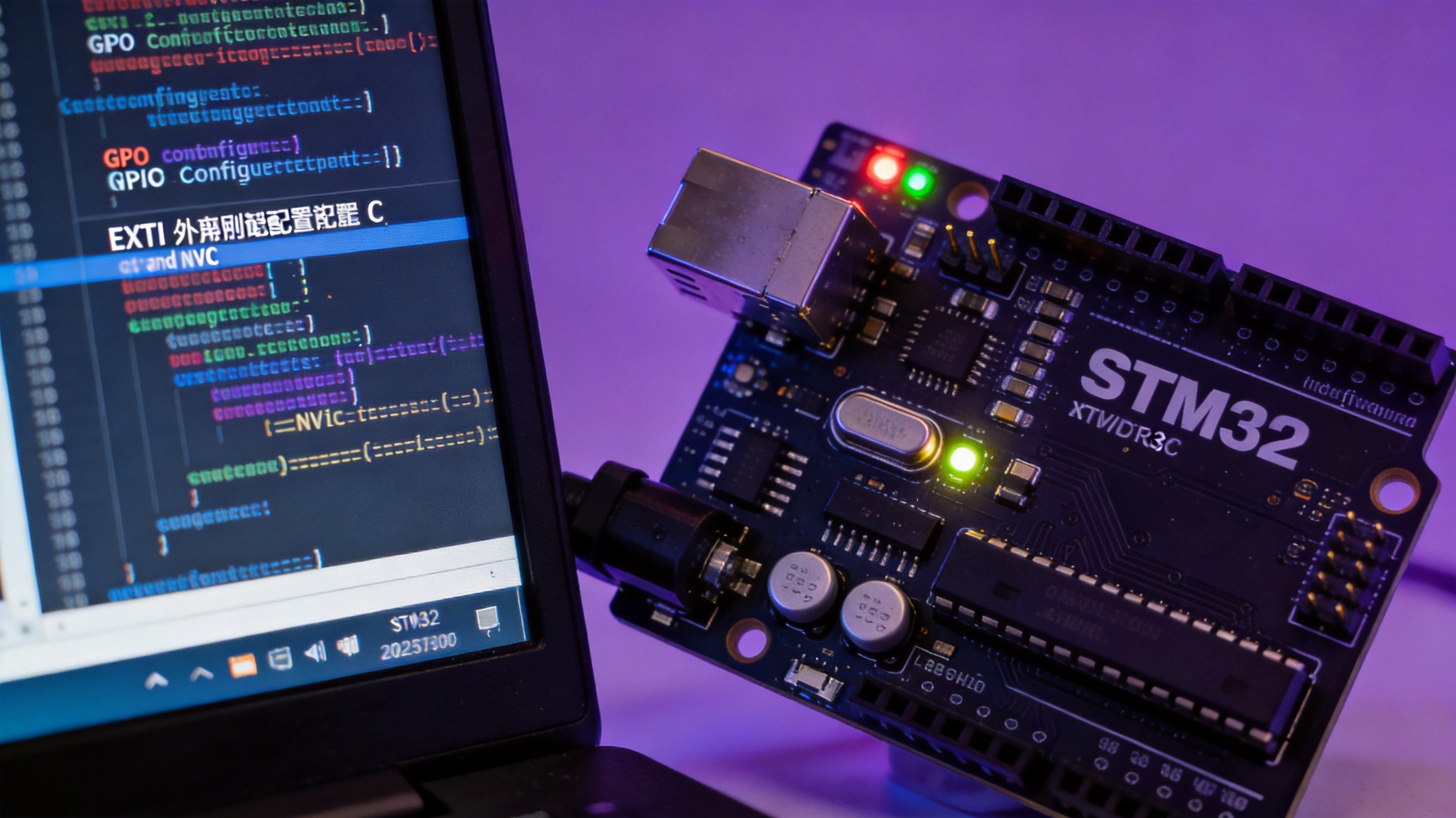 STM32外部中断EXTI配置与中断触发波形图