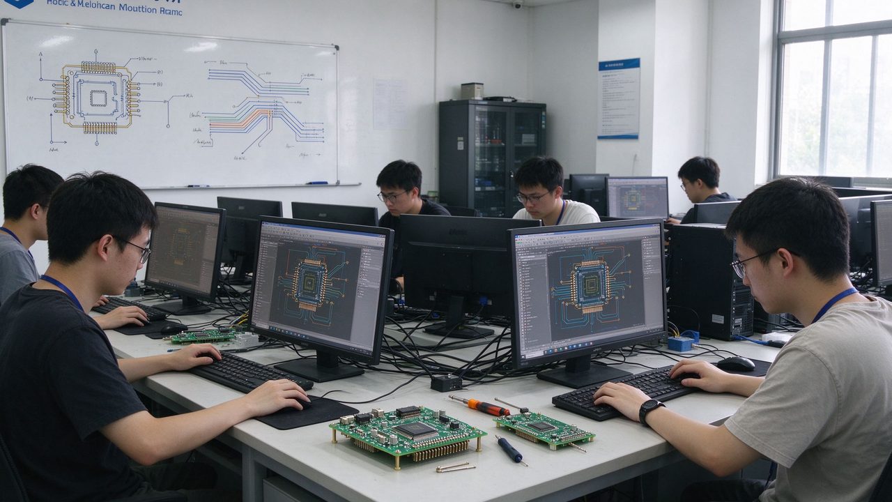 PCB设计培训机构教室里学员实操画板