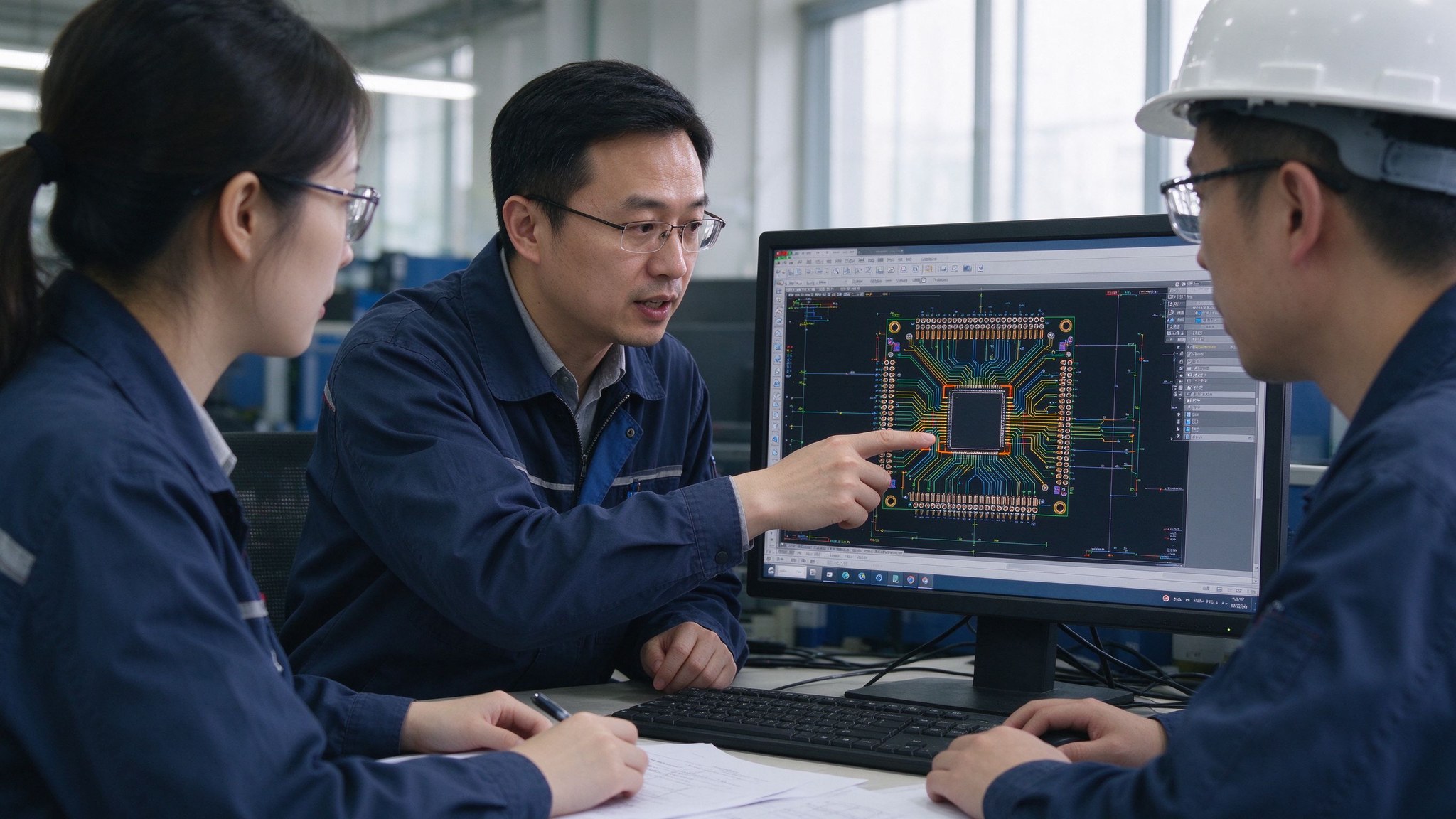 凡亿电路PCB设计服务凡亿电路工程师与同事审阅PCB设计文件