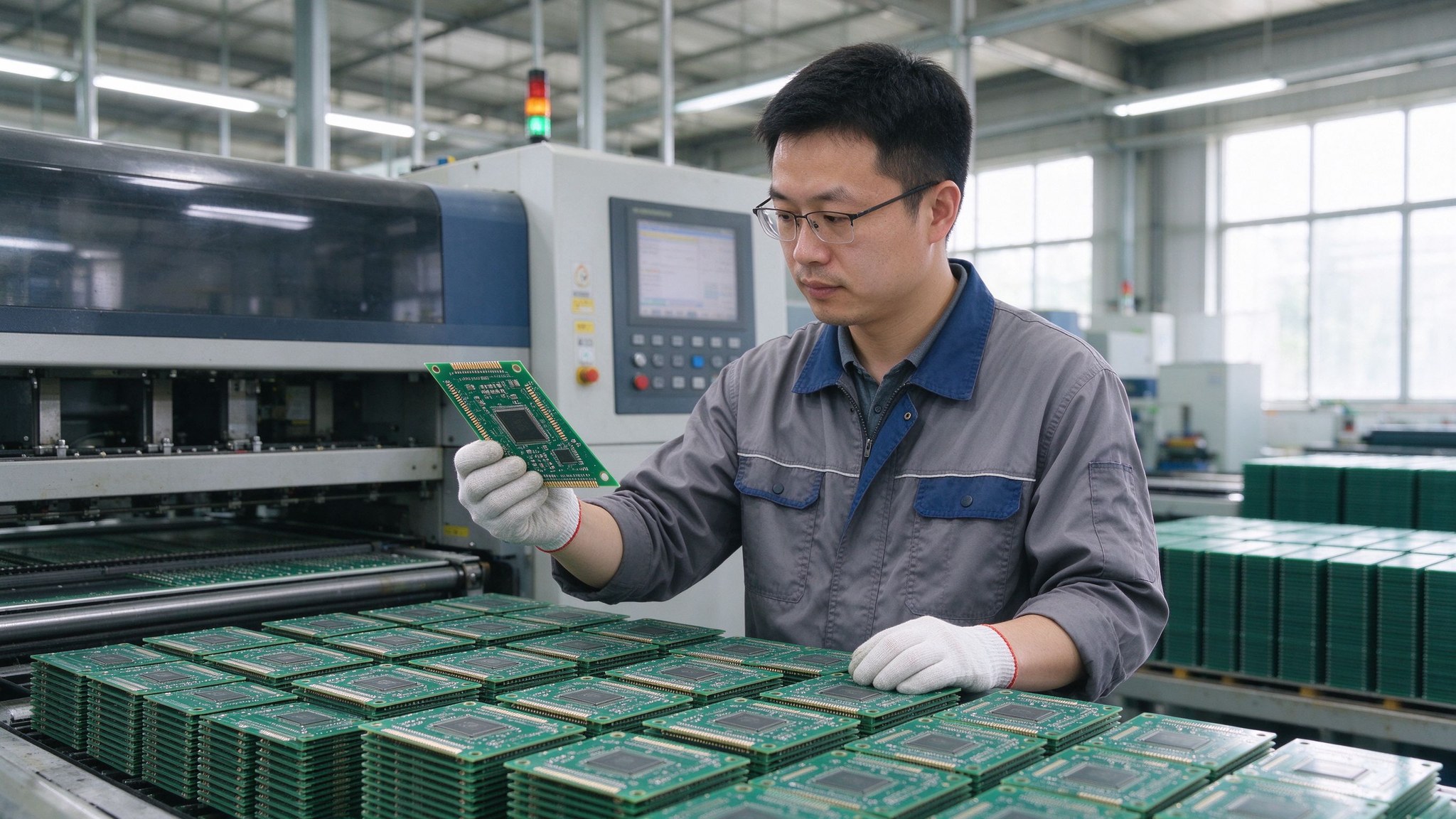 凡亿电路PCB制板服务凡亿电路生产主管检查刚下线的小批量多层板