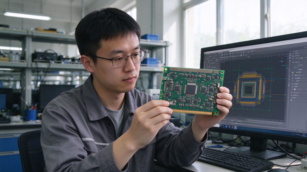 零基础怎么学高速板 学员手持多层高速PCB板查看