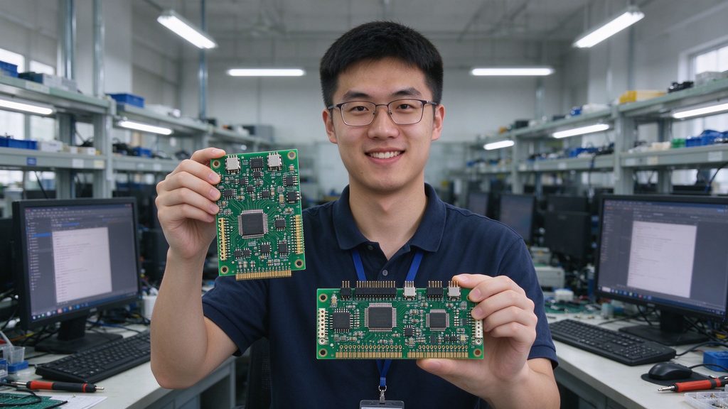 转行学员展示自己独立设计的PCB电路板