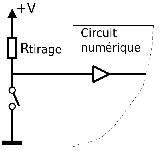 数字输入开关的上拉电阻连接示意。