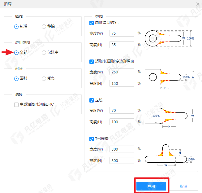 图8-24 泪滴添加设置